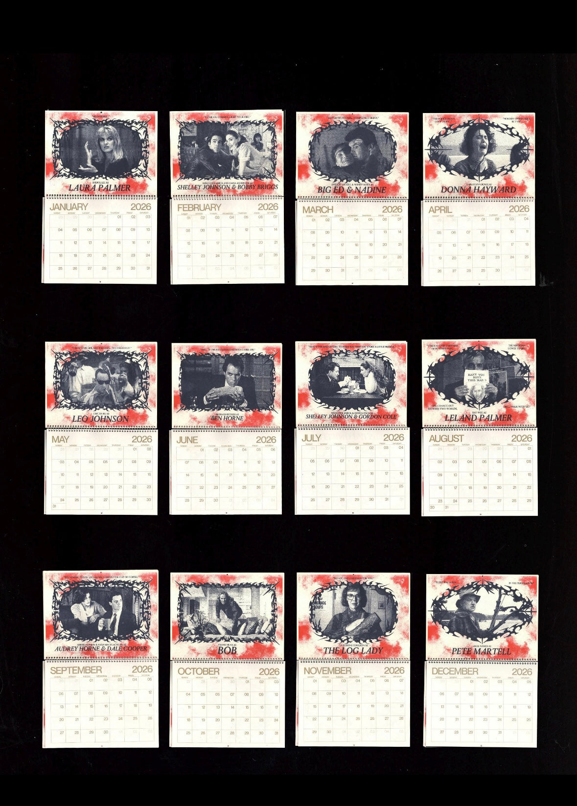 Twin Peaks Risograph Spiral-Bound 2026 Calendar